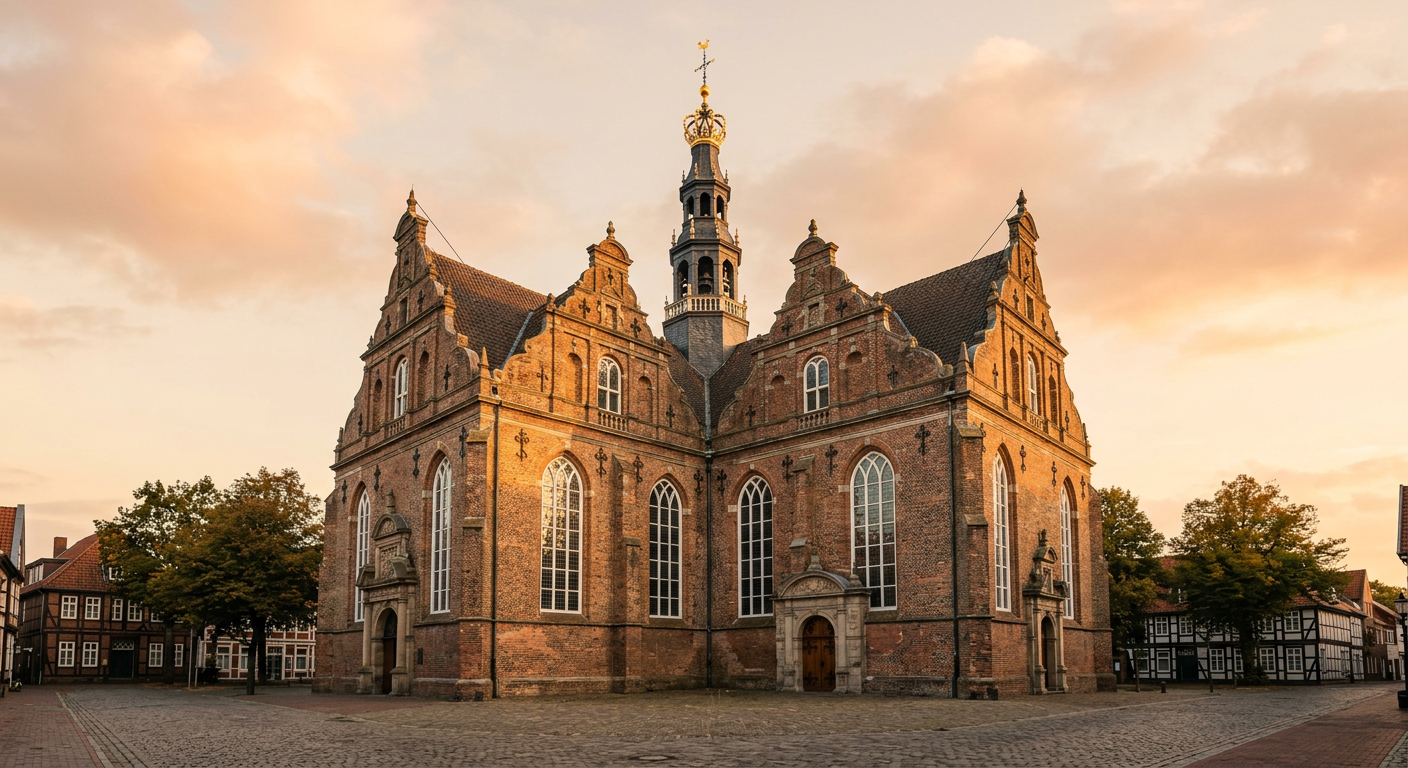 Die Neue Kirche Emden im Abendlicht